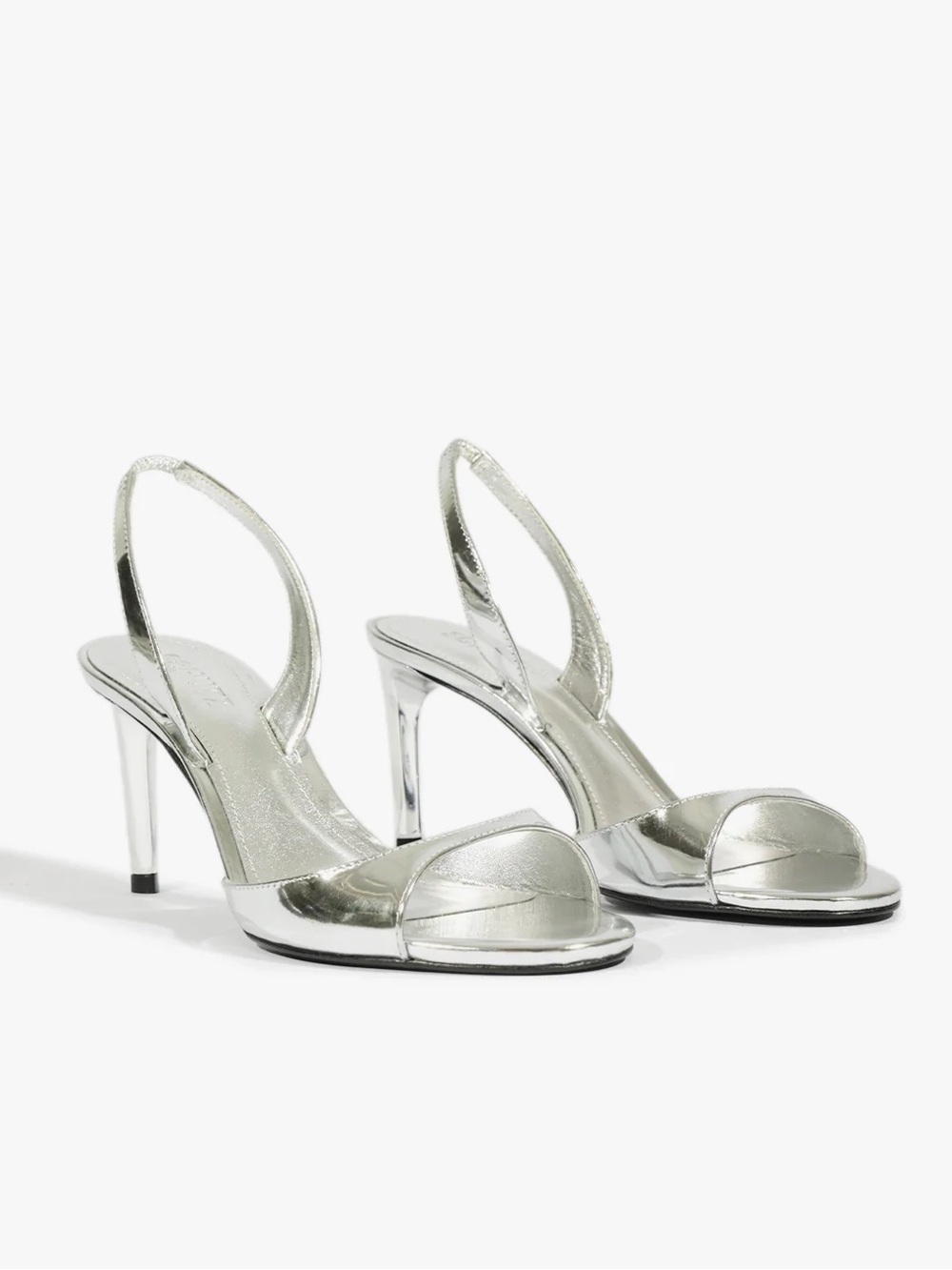 NEW NWT Schutz Scarlett Silver Slingback Mid-Heel Sandal Size 10B